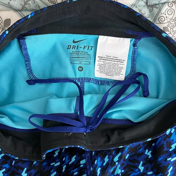 Nike Dri Fit Printed Training Tights Cropped Leggings Blue Women’s Size M - Picture 8 of 10